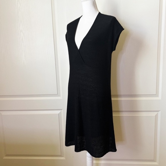 Eileen Fisher Wool Midi Dress Textured Knit Wrap V-Neck Small - Picture 5 of 12